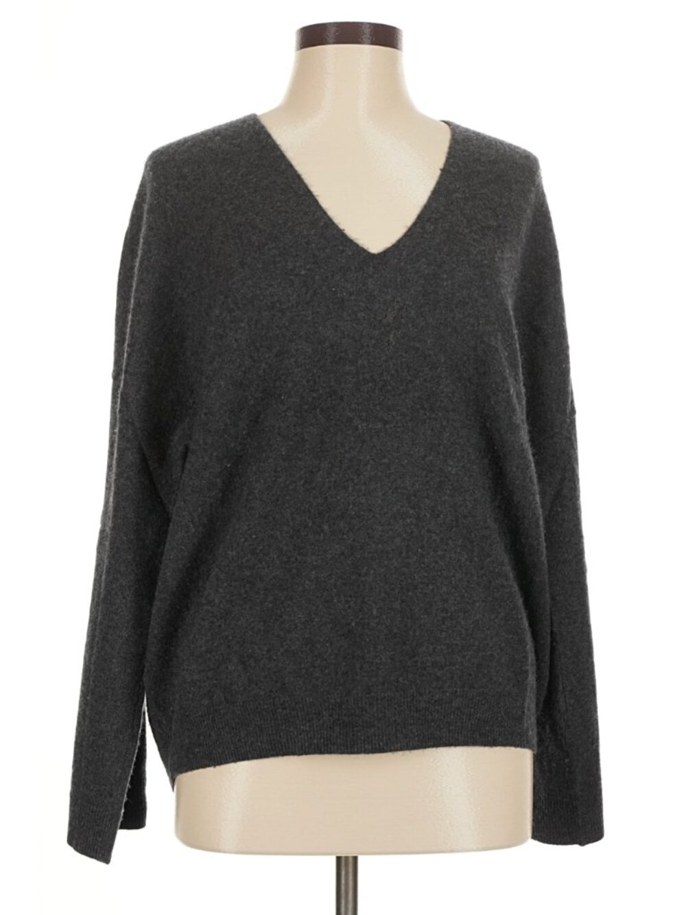 Vince Boiled Cashmere V-Neck Pullover Sweater | Charcoal Grey | Size Medium M